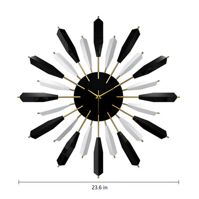 23.6" Black&White Starburst Modern Wall Clock
