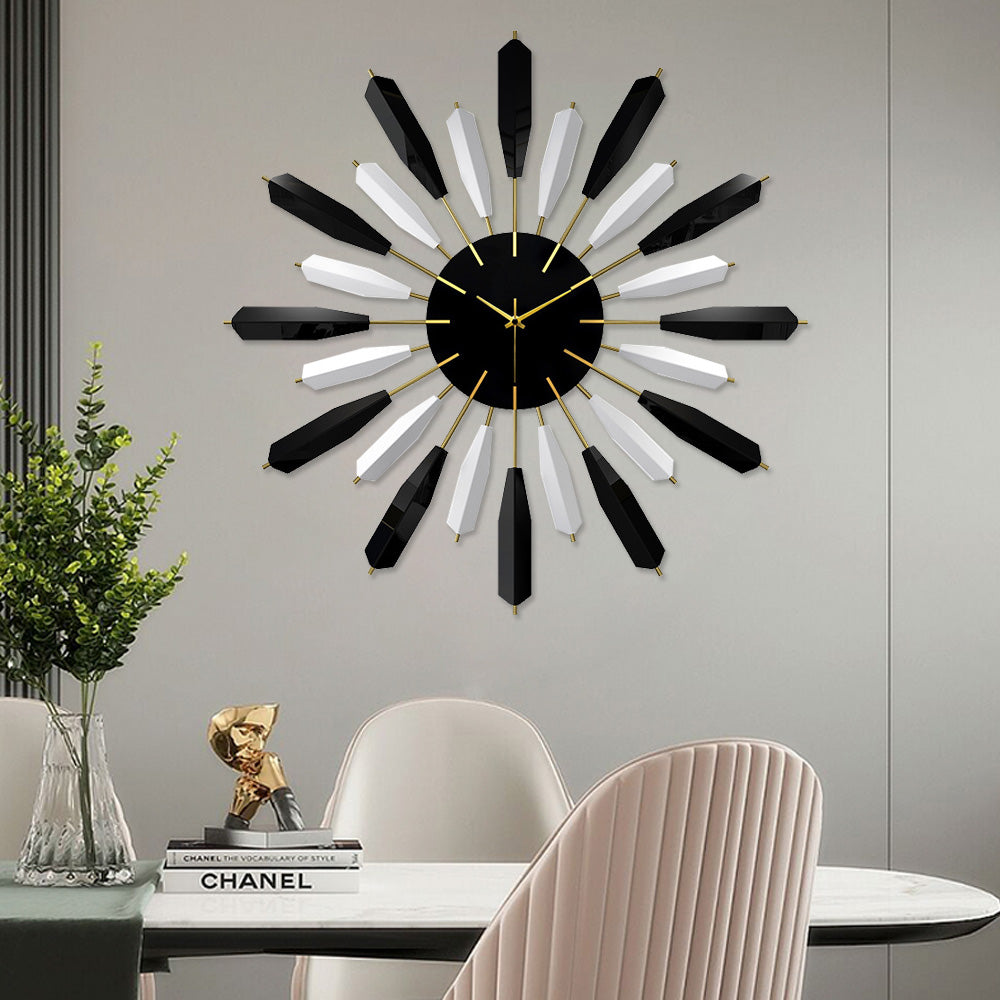 23.6" Black&White Starburst Modern Wall Clock