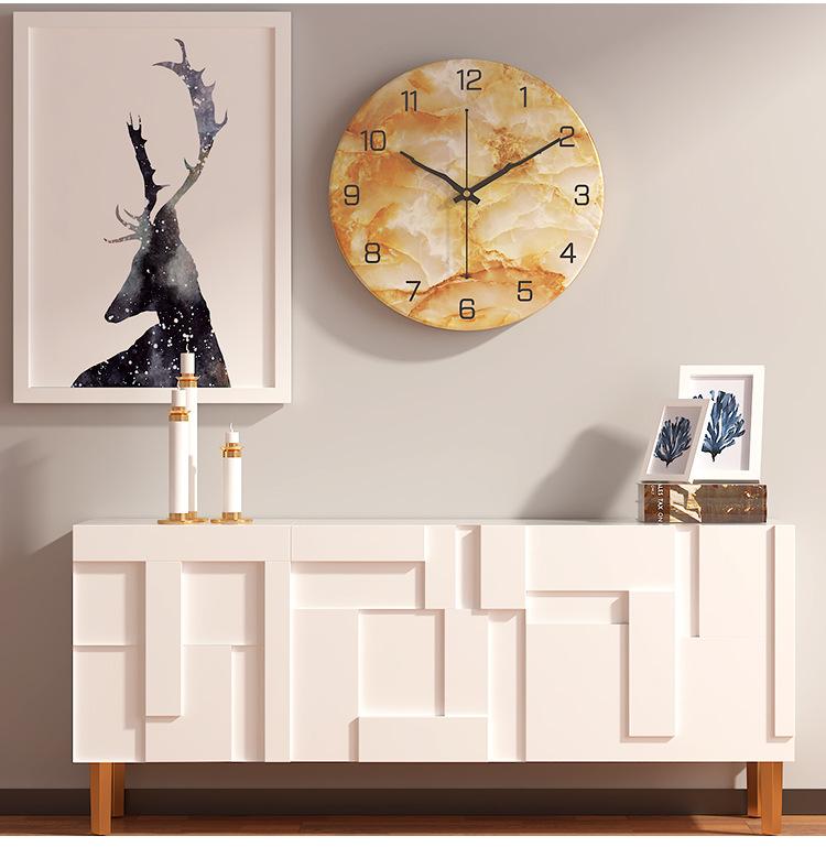 Fashion Marble Texture Metal Wall Clock