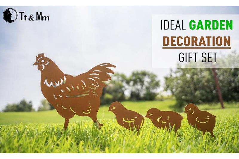 Decorative Garden Stakes-Chickens Family