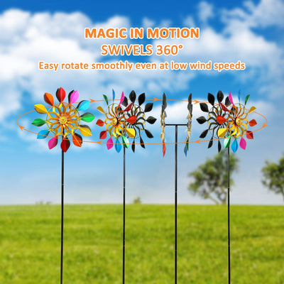 15'' Metal Garden Wind Spinner with Stake-Rainbow