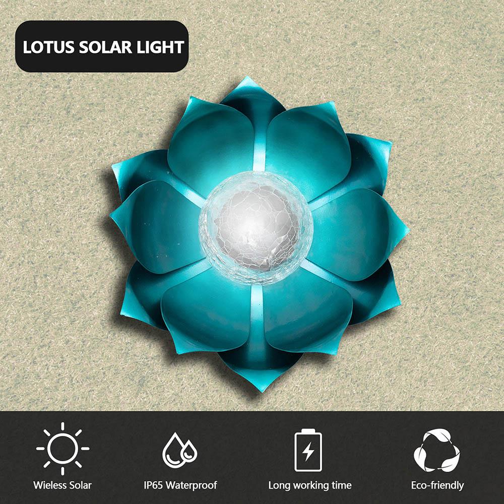 Metal Lotus RGB Colors Changing Solar Garden Pathway Light