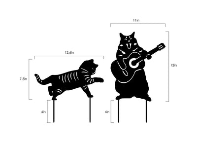 Metal Garden Stake Decoration - Guitar Star Cat
