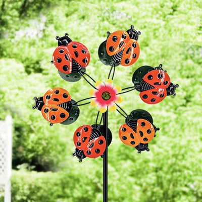 Metal Garden Wind Spinner with Stake-Ladybird
