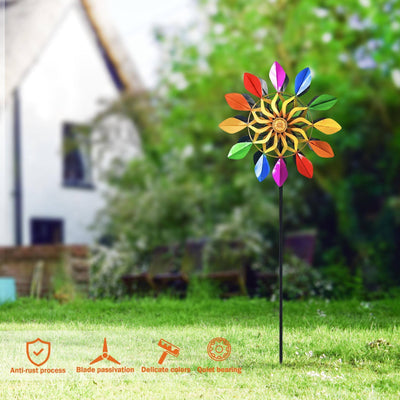 15'' Metal Garden Wind Spinner with Stake-Rainbow