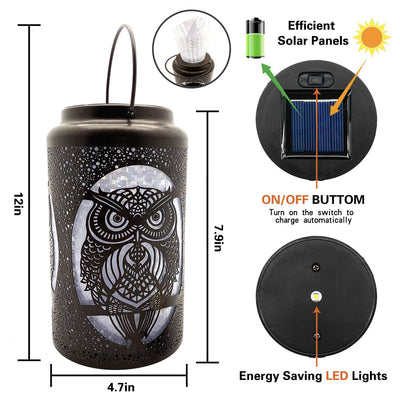 Solar Hollow Shadow Cast Lantern-Owl
